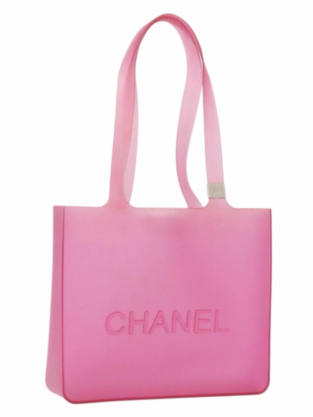 CHANEL Pink Embossed Logo Tote
